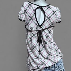 Candy Rain Vintage Y2K Plaid Baby Doll Shirt